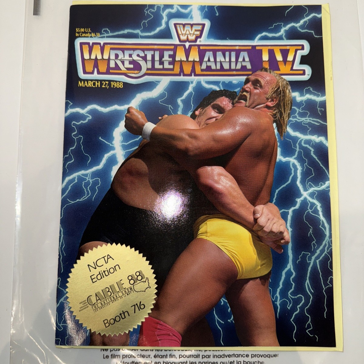 WWE WWF Wrestling Wrestlemania Program 4 IV -Great Condition Rare Promo  Pack Etc