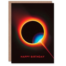 Total Solar Eclipse Modern Moon Sun Ring Fire Birthday Card
