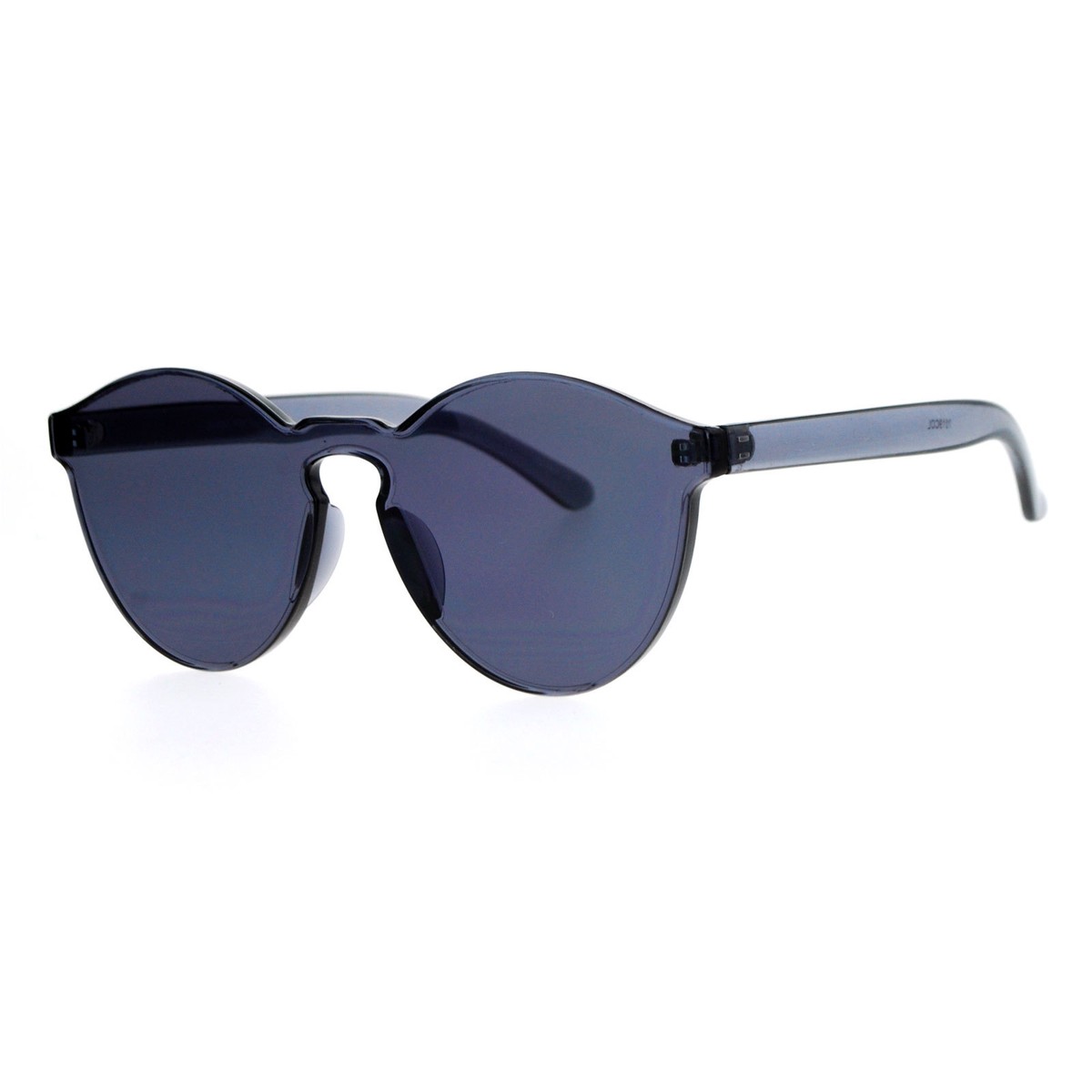 Rimless Flat Lens Sunglasses One Thick Translucent Round 