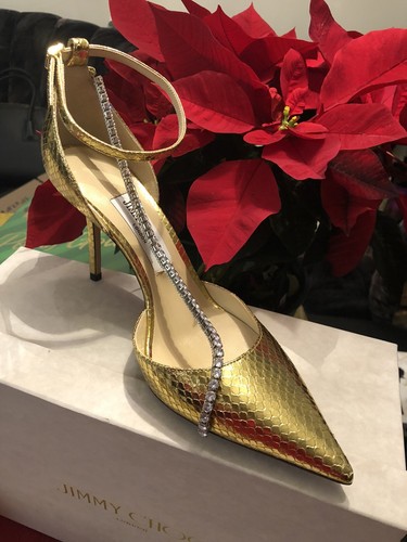 Jimmy Choo Talika 85 Gold Whipsnake 