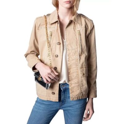 Zadig & Voltaire NWT Kid 'Good Vibes' Washed Cotton Utility Jacket Size Medium