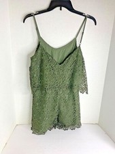 Zara Womens Sz S Olive Green Romper Lace Overlay Tank Sleeveless
