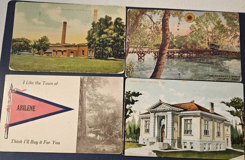 (11) Kansas Postcards-1901-on 1 unused, a few faults-4 Zercher