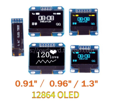 0.91'' 0.96'' 1.3'' 128x32 IIC SPI OLED Display Module 4/6/7 Pins For PIC Arduino