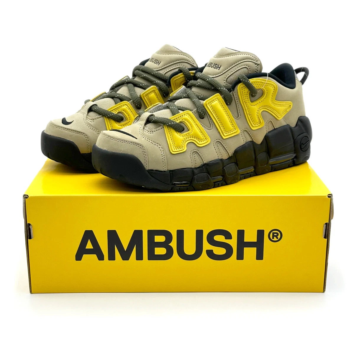 FB1299-200 AMBUSH × Nike Air More Uptempo Low Vivid Sulfur and