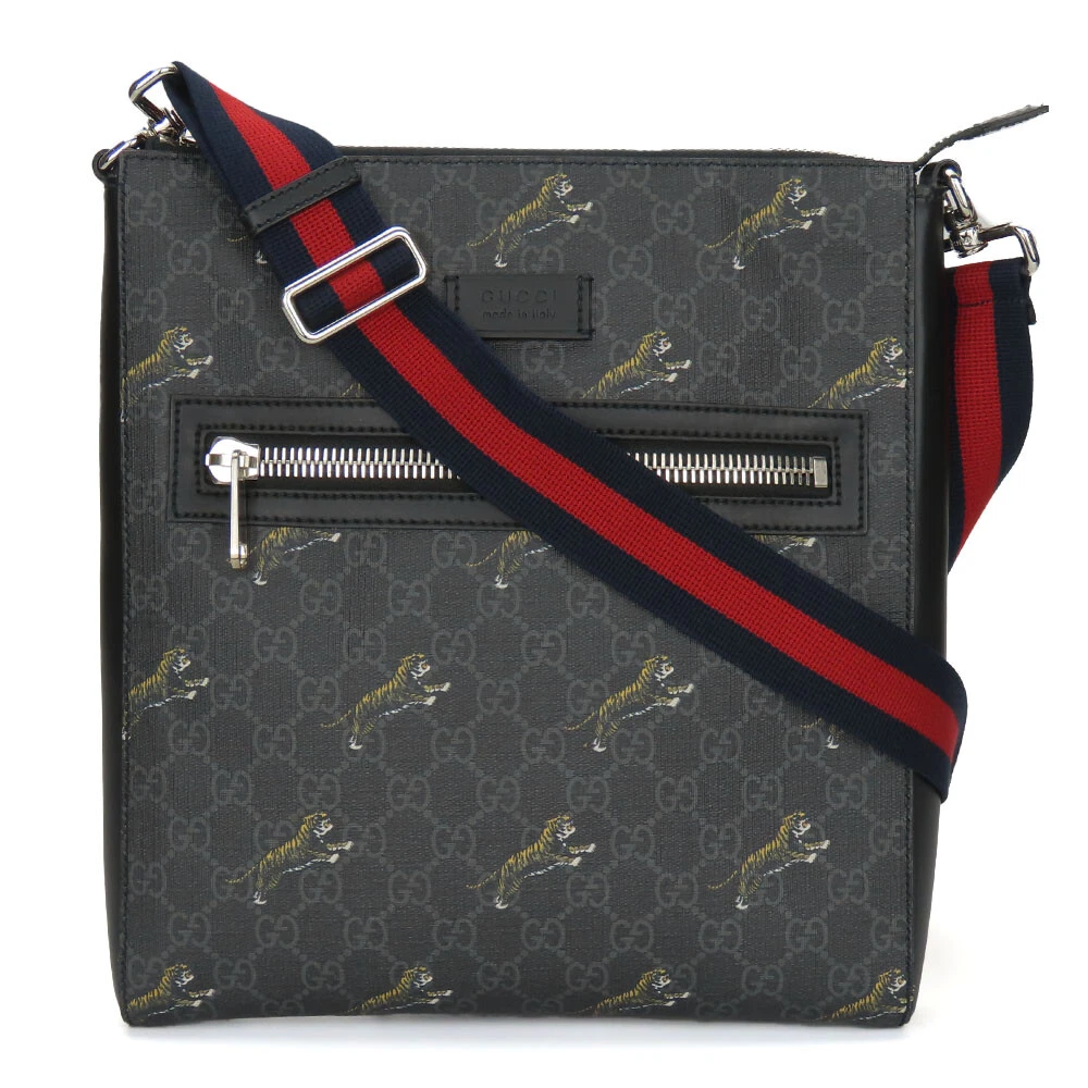 Sac bandoulière GUCCI D'OCCASION 474137 GG toile suprême noir gris Dora