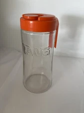 Vintage TANG Glass Serving Pitcher Glass With Orange Lid by Anchor Hocking