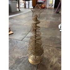 Gold Glitter Spiral Wire Christmas Tree Tabletop Decor Star Holiday Ornament Gold Glitter Spiral Wire Christmas Tree Tabletop Decor Star Holiday Ornament