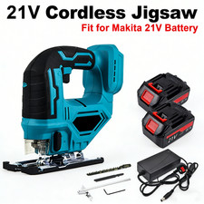 Cordless Jigsaw 21V Electric Jig Saw Woodworking Power Tool with 2PCS Battery