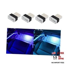 4 PCS USB LED Car Interior Atmosphere Lamp, Plug-in USB Decor Blue Ice Blue