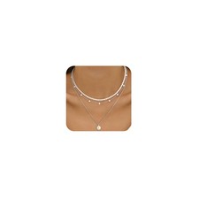 Pearl Necklaces for Women Trendy, Dainty Silver Pearl Necklace Simple Layered...