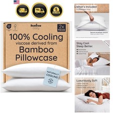 100 Viscose Derived from Bamboo King Pillowcases Set of 2 Cooling Pillow C...