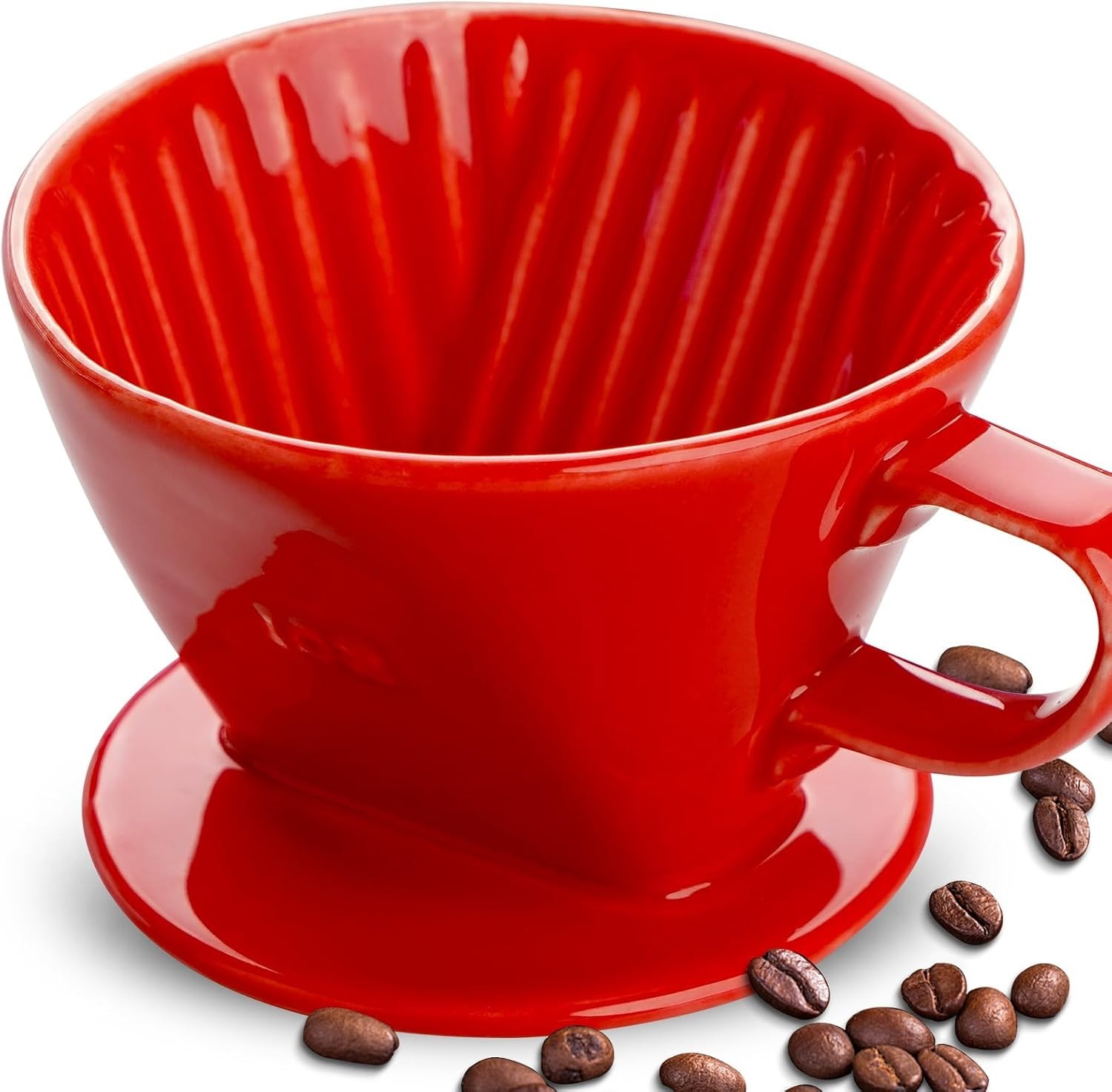 Pour Over Ceramic Coffee Dripper - Authentic Brewing Experience for Camping Red