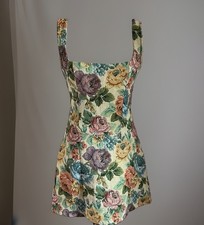 NWT PrettyLittleThing Floral Tapestry Bodycon Mini Dress Square Neck Size 8
