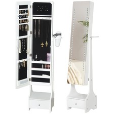 HOMCOM Armadio Portagioie Specchio e Luci LED Regolabili con Interruttore Touch