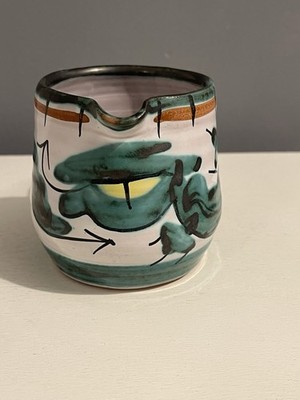 Vintage Milchkännchen Tintagel Dragon s Eye Studiokeramik Cornwall 300ml grün glasiert