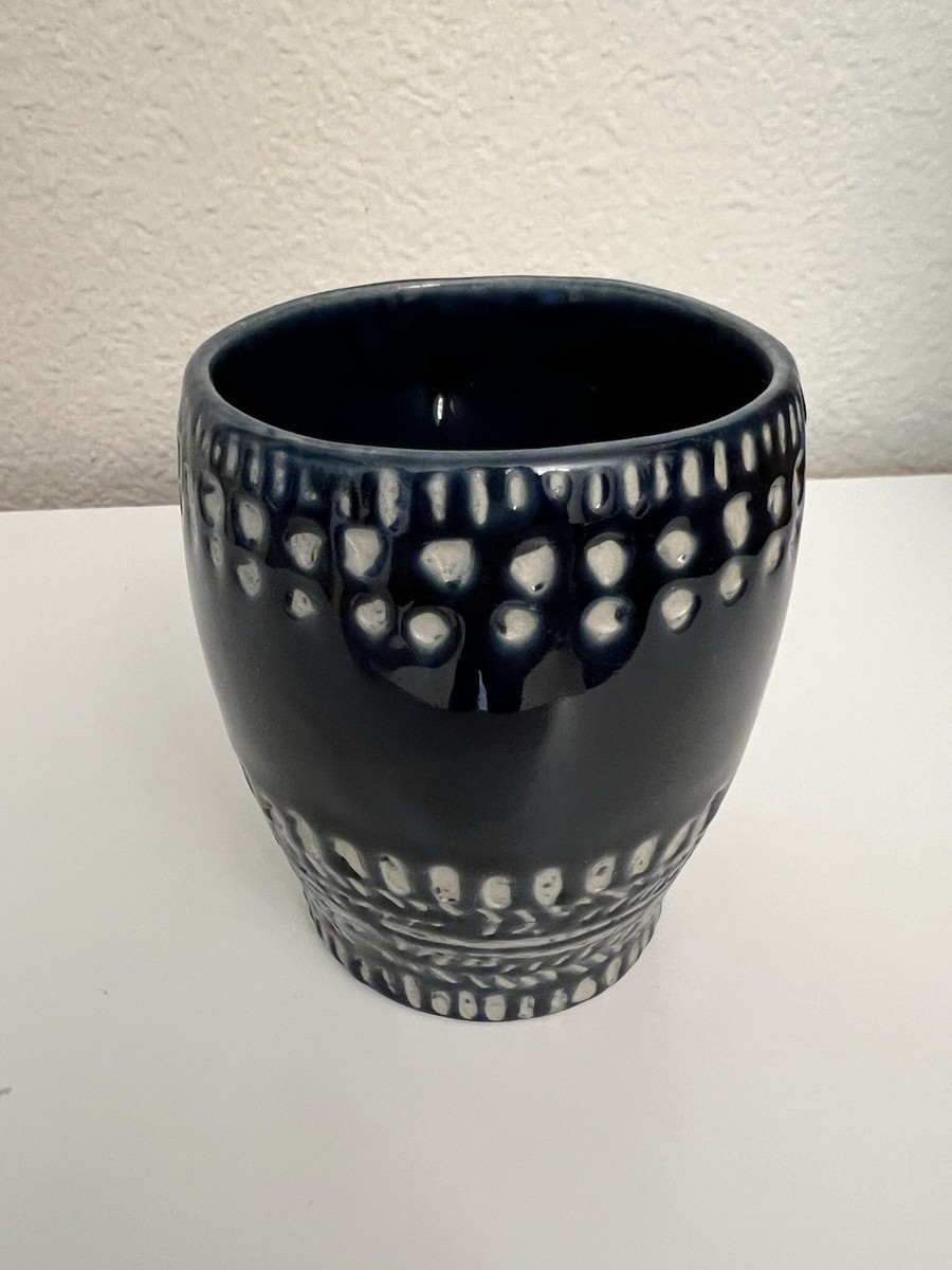 Anthropologie Dark Blue And White Spotted Coffee Mug 35706332