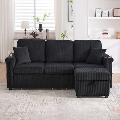 UNITED WE WIN L-Shaped Sectional Sofa with Pull-Out Storage,Ottoman & Pillows 3