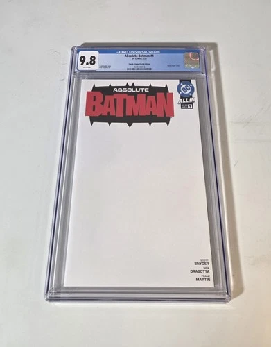 🔥 Absolute Batman #1 CGC 9.8 Graded 4th Printing Blank Sketch Variant Cover 🔥