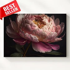 Canvas Floral Rose Pink Darkness Hyper Realistic Some Moments Single Wall Art