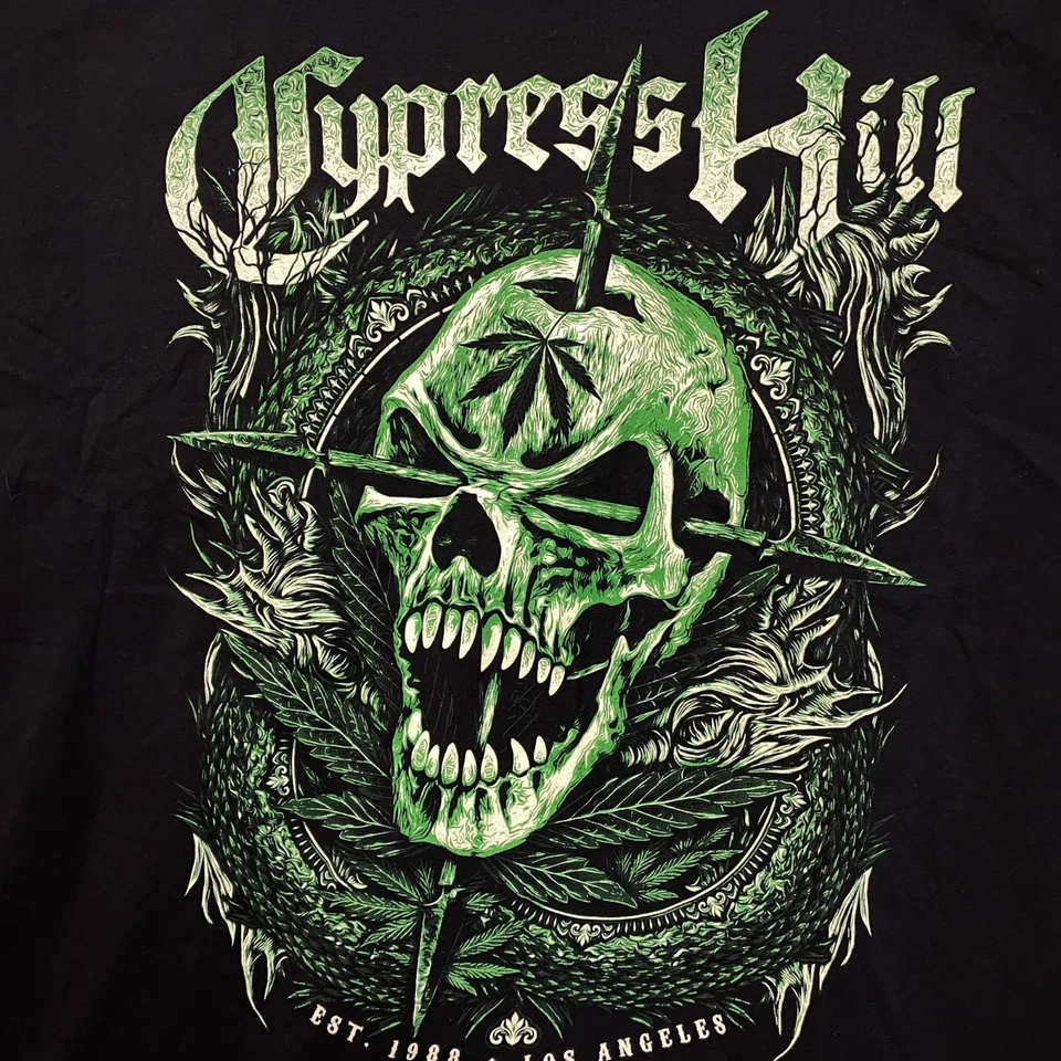 Camiseta Cypress Hill Twin Pipes Verde Calavera Hiphop 3XL Foto 2 de 4