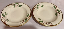 2 Lenox China Holiday Nouveau Flat Gold Rimmed Pasta Soup Bowls 9" USA Multiple