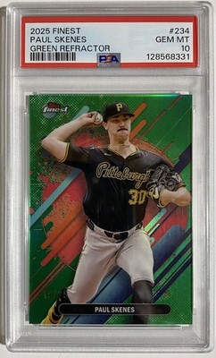 2025 Topps Finest Paul Skenes - Green Refractor /25 Pirates - PSA 10 Gem Pop 2