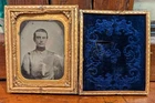 9th Plate Ambrotype photo Civil War Soldier, Confederate? Separated Case 1860s
