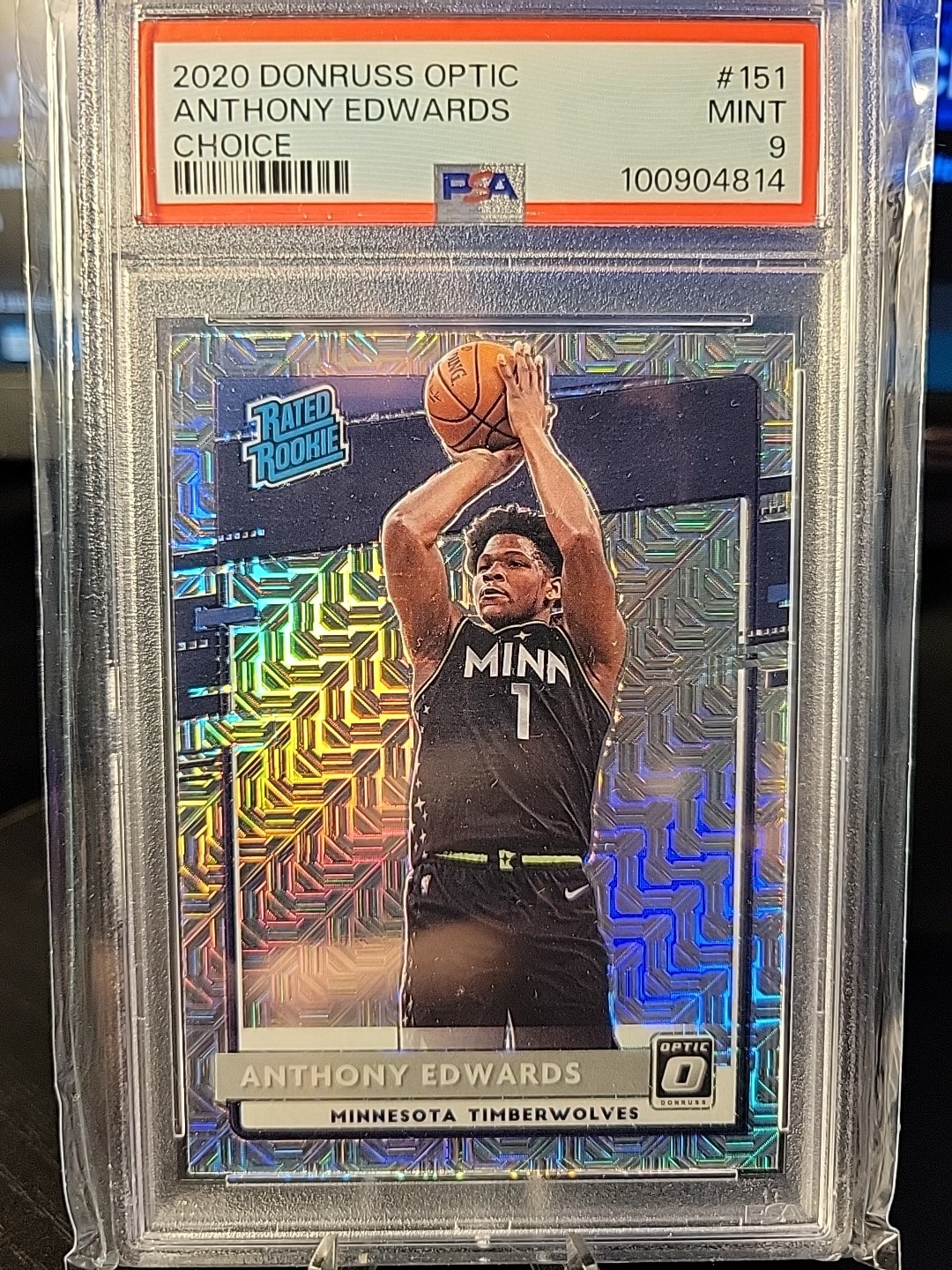 2020 Donruss Optic #151 Anthony Edwards Rated Rookie Choice/Mojo Graded PSA 9