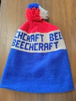 Vintage Beechcraft Aviation Aircraft Knit Beanie With Pom Pom  
