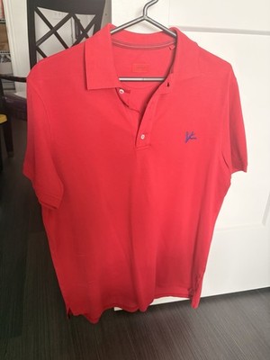 Isaia Pique Red Polo Shirt Size Medium With Blue Embroided Logo OG Price: 700