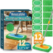 12 Pack Reusable Microfiber Mop Pads Compatible with Swiffer Sweeper