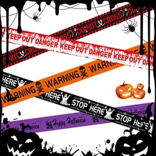 5-PCS Halloween Caution Tape 100 ft Fright Tape for Party Haunted House Decor