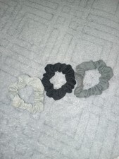 Hair Ties Scrunchies - Small Mini Scrunchy for Women/Girls 3pcs Grey/Black