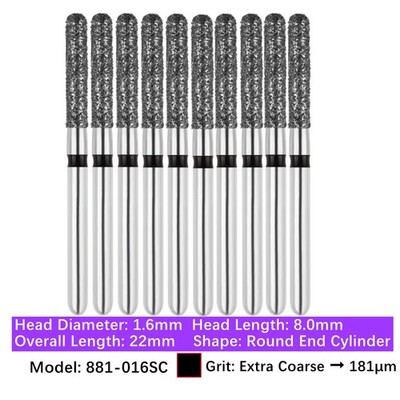 10/pk Vakker Dental Round End Cylinder FG Diamond Burs 881-016SC Super Coarse
