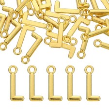40Pcs Letter Charm Alloy Letter l Alphabet Charm for DIY Crafts Gold