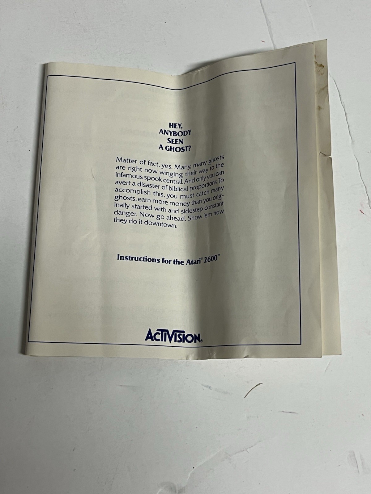 Ghostbusters Atari 2600 W/Box & Manual Big Box Activision 1985 UNTESTED