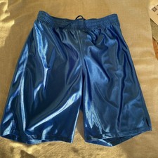 Vintage Japanese 00’s Men’s Shiny Silky Dazzle Blue Basketball Shorts Size L