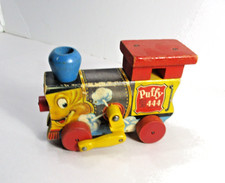 Vintage NICE Fisher Price Huffy Puffy Engine 444 Pull Toy Wood Train USA Made