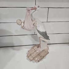 LLADRO New Arrival Stork Baby Girl Pink Figurine #6382 "Has Broken Leg"