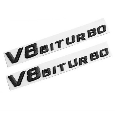 Schwarz Glanz Letters V8 BITURBO Emblems Badges Aufkleber für Mercedes Benz AMG
