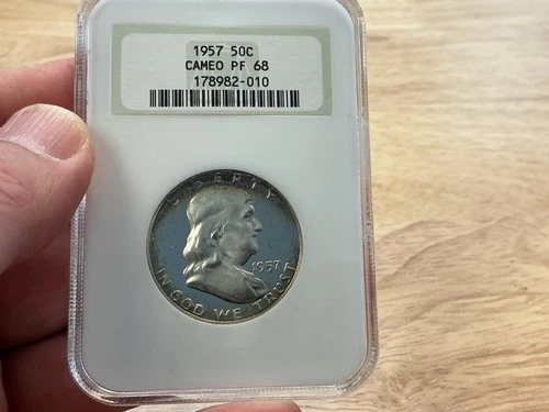 1957 Franklin Silver Half Dollar NGC PF68 Cameo