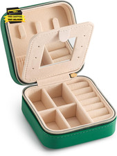 Jewelry Travel Case with Mirror,Small Travel Jewelry Organizer, Portable Jewelry