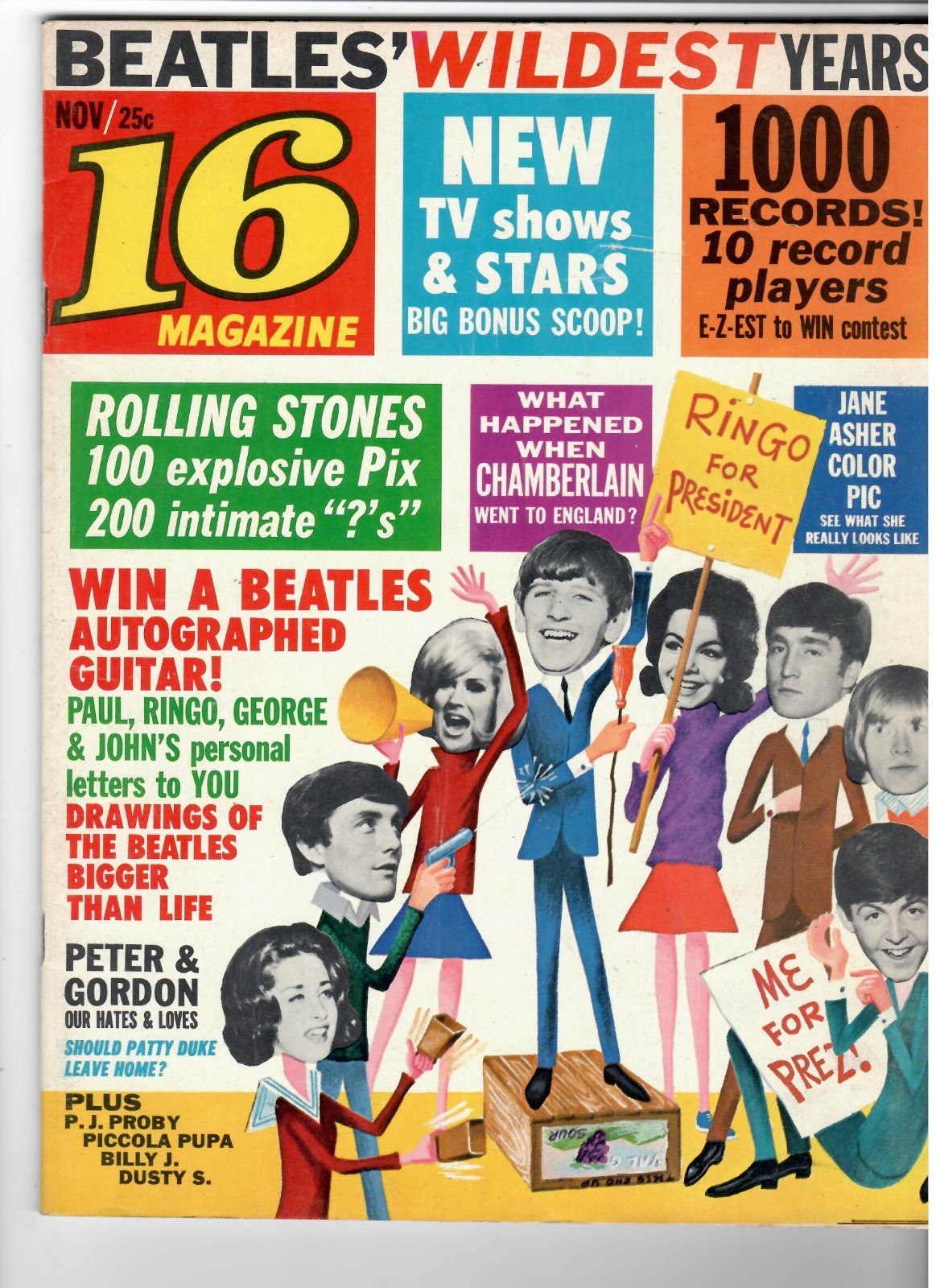 16 Teen Celebrity Magazine Nov. 1964 Early Beatles, Rolling Stones, Jane Asher +