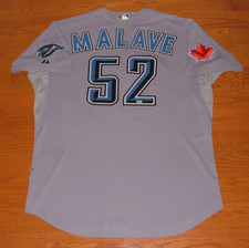 TORONTO BLUE JAYS OMAR MALAVE 2010 GAME WORN USED JERSEY WITH MLB HOLOGRAM