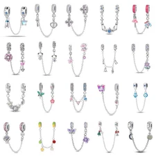 KUNSIR 925 Sterling Silver Flower Safety Chain Bead For European Charm Bracelet