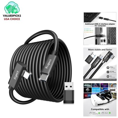 Versatile 16FT USB 3.0 VR Link Cable for Oculus & Pico Headsets with Adapter