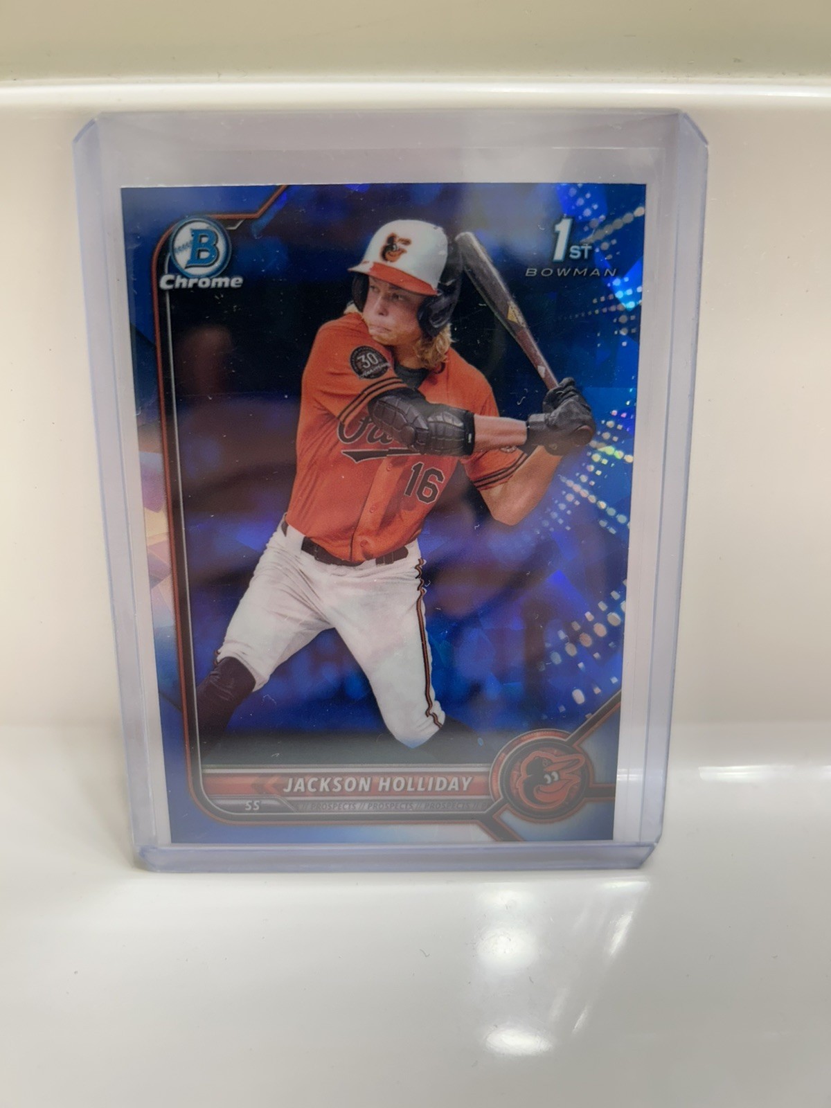 JACKSON HOLLIDAY 1st 2022 Bowman Chrome Draft SAPPHIRE REFRACTOR Cracked Ice RC