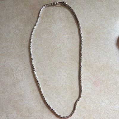 Sterling Silber 925 Byzantiner Kette Halskette verziertes Design Hakenverschluss