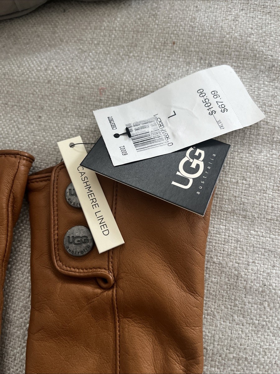 Ugg Leather Gloves Cashmere Lined Butter Soft Gloves Camel Sz L